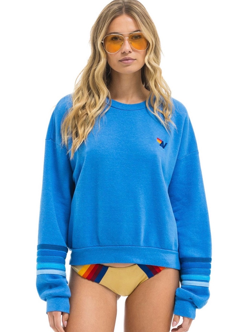 Aviator Nation Rugby Stitch 2 Relaxed Crew Sweatshirt